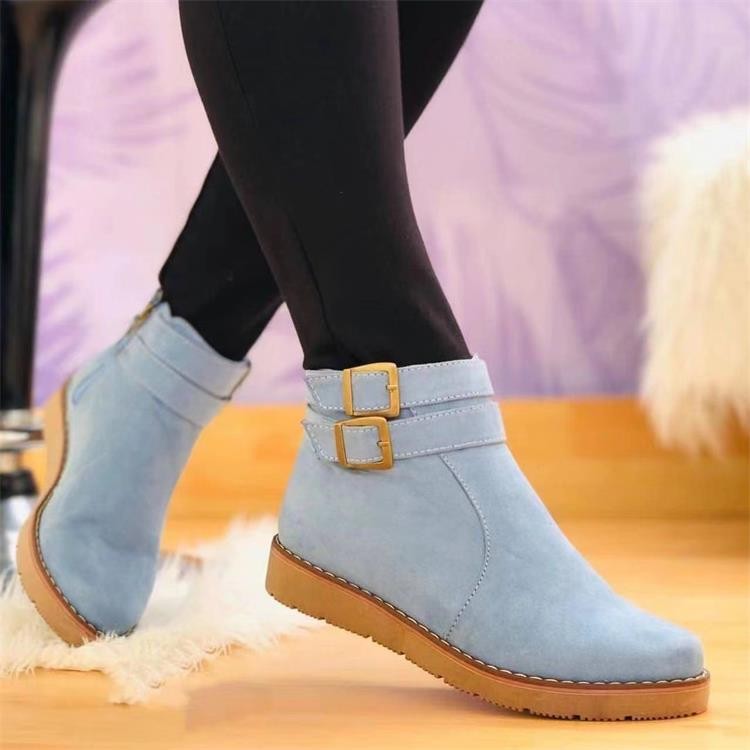Low-Heel Solid Ankle Martin Boots
