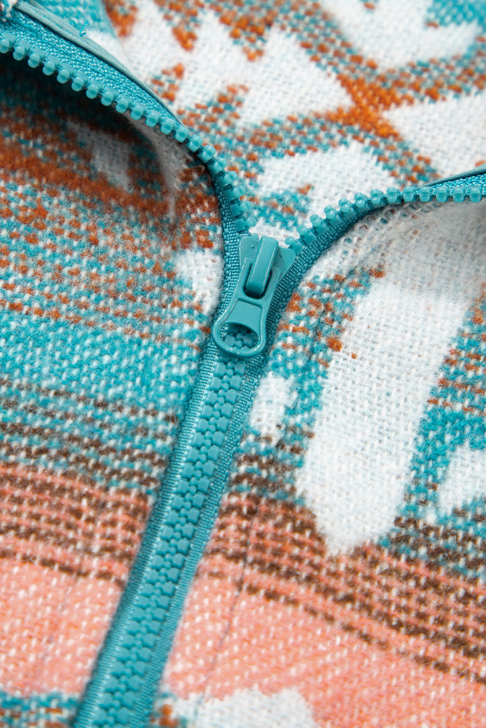 Western Aztec Quarter-Zip Elastic Cuffs Sweatshirt