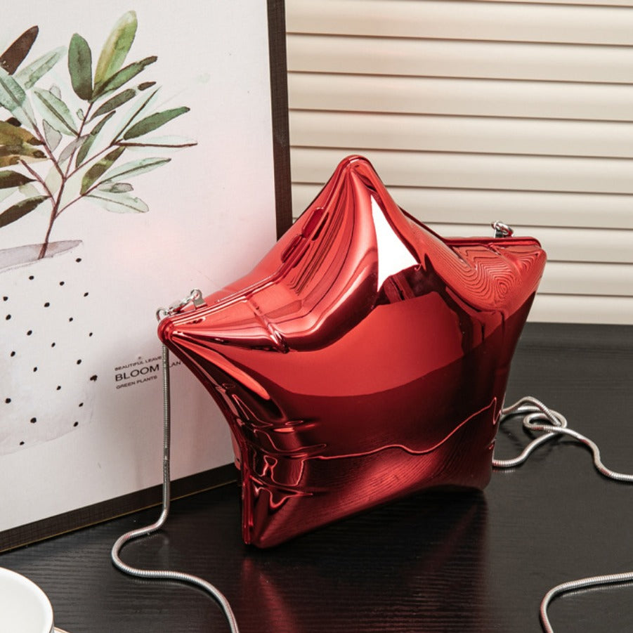 Silver Pentagram Chain evening Bag, Acrylic Mini Change, Key Lipstick Purse, Crossbody Prom Bag, Party Purse, Prom Bags Clutch, Wedding Purse