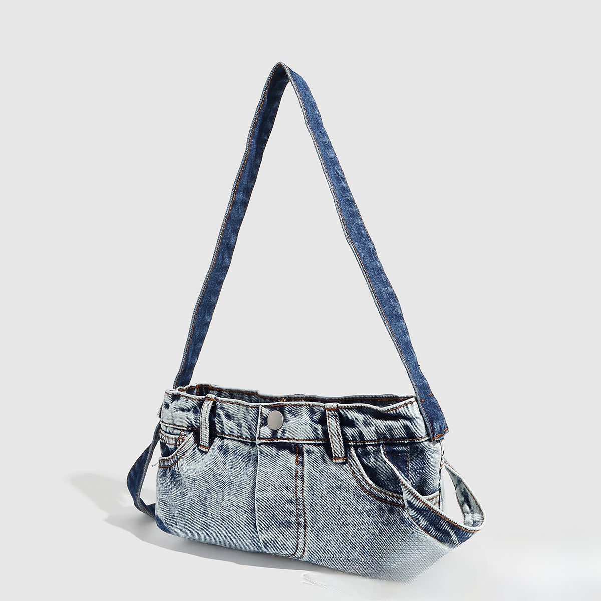 Small shoulder purse denim women's retro summer shoulder bag blue patchwork shoulder hobo handbag