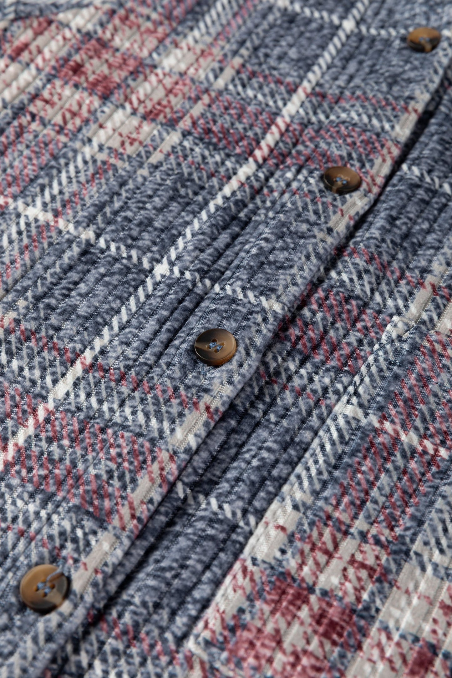 Plaid Textured Button-Up Chest Pocket Shirt