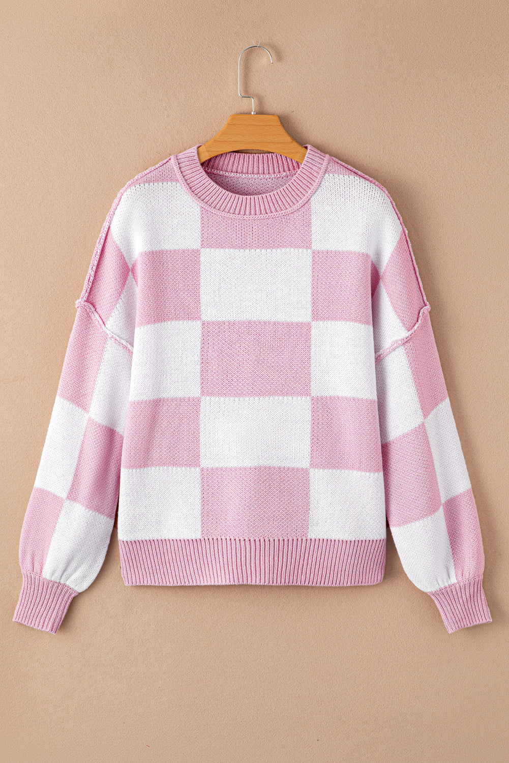 Checker Bishop Sleeve Sweater