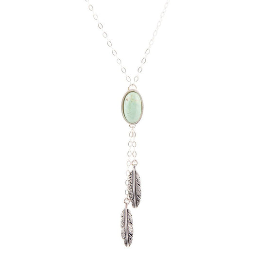 Feather Green Turquoise and Sterling Silver Necklace