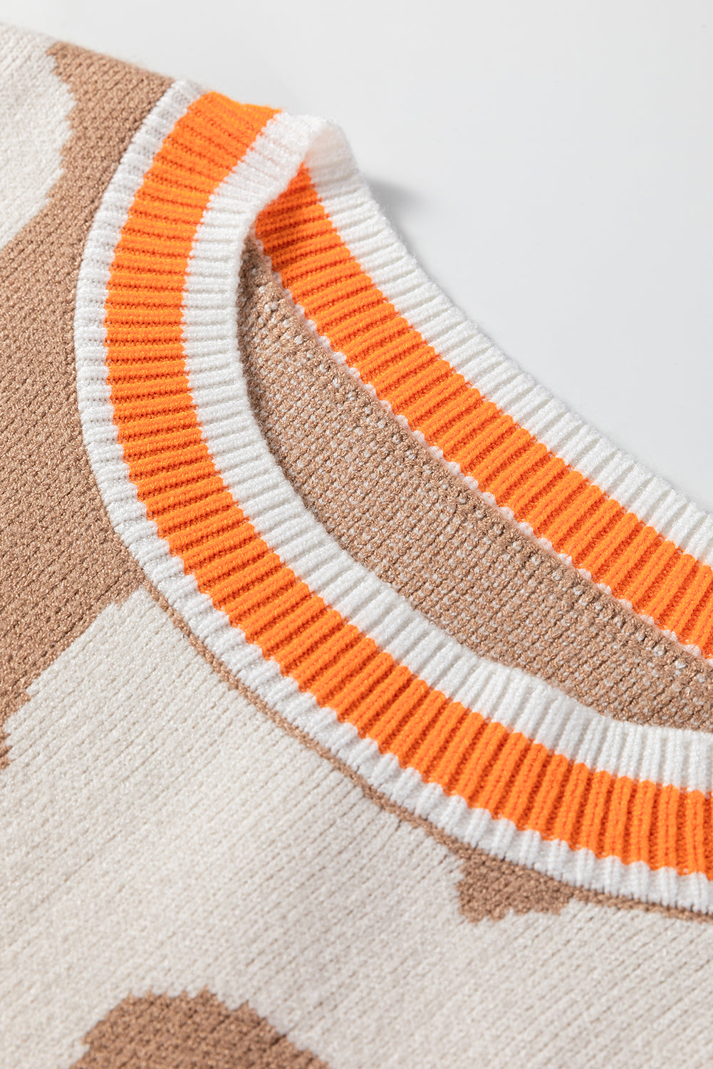 Flower Colorblock Contrast Stripe Baggy Sweater