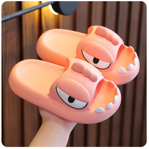 Cute Cartoon Monster Slippers – Non-Slip Platform Slides for Kids & Adults" - # BOAA73410011