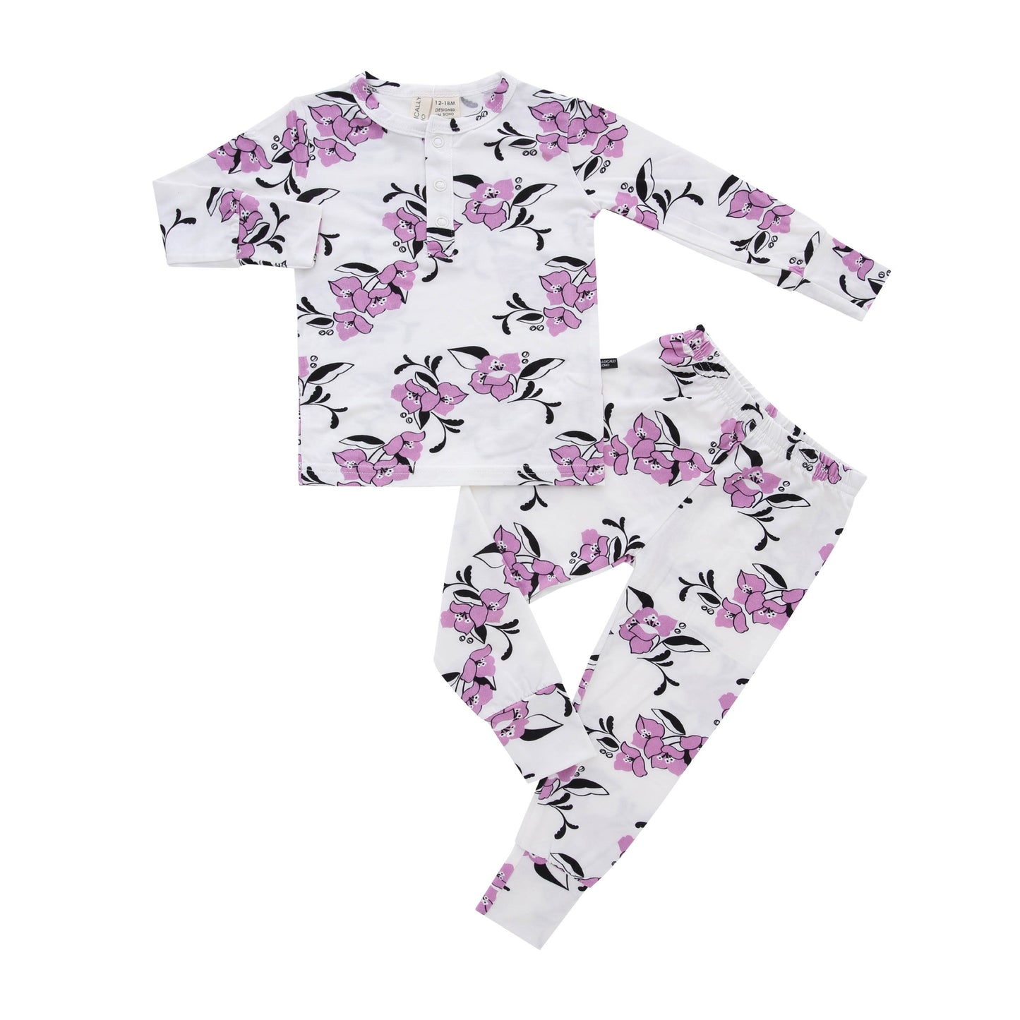 Amalfi Coast Purple Flowers White Two-Piece Set