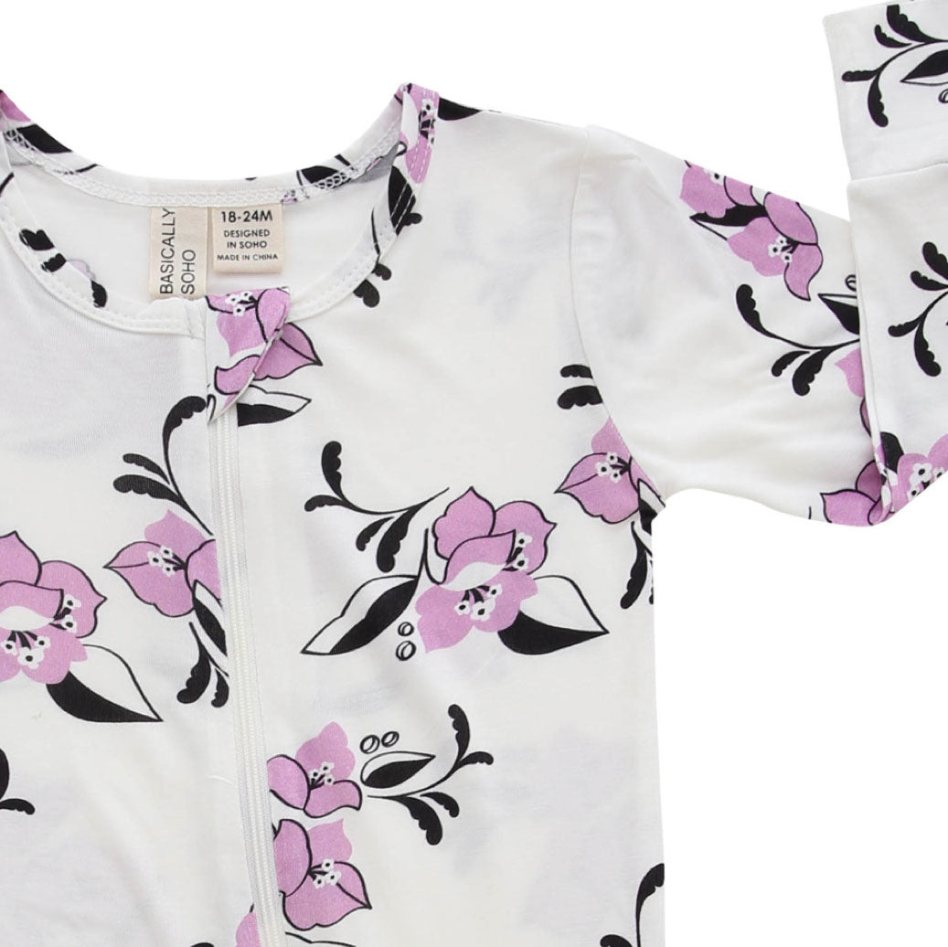 Amalfi Coast Purple Flower Zippered Romper