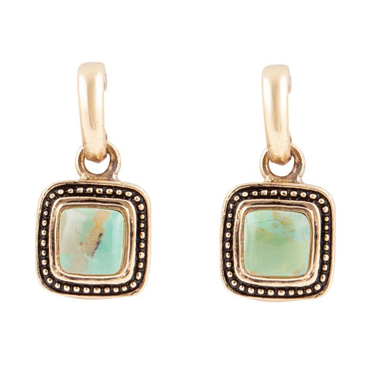 Flourish Blue Turquoise Golden Drop Earrings