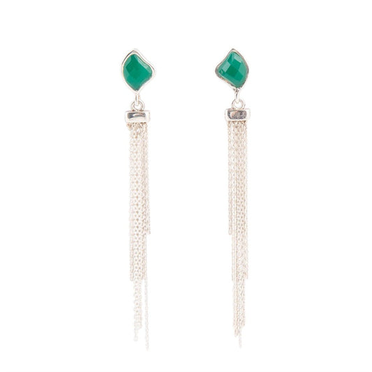 Fringed Green Onyx Earring