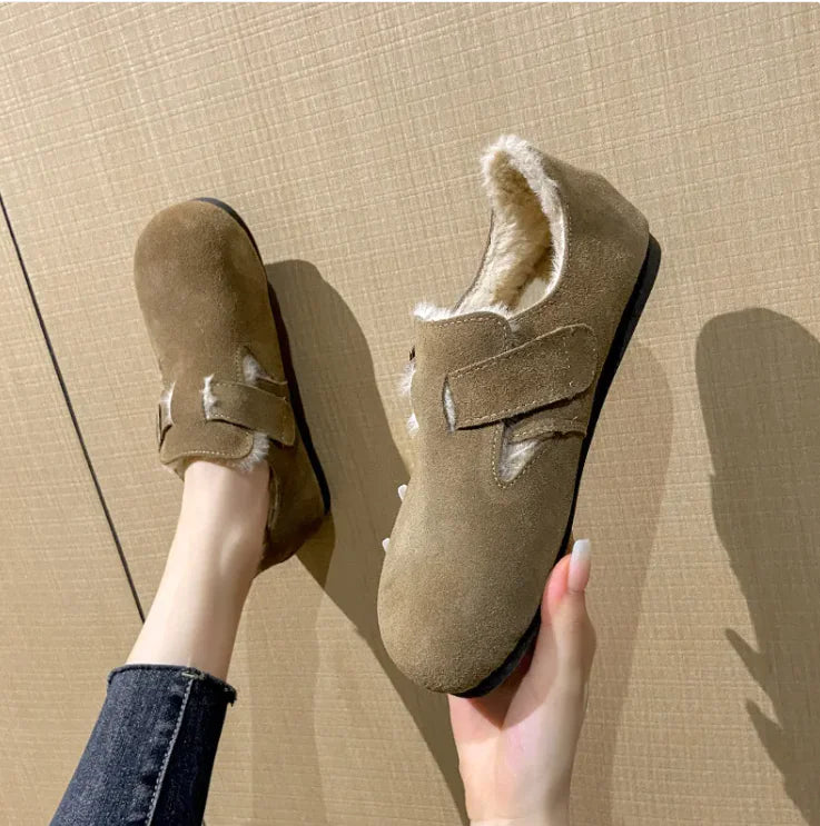 Chic Plush Leather Winter Shoes - # GIAA73610001