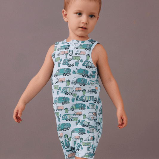 Garbage Trucks Recycle Tank Romper