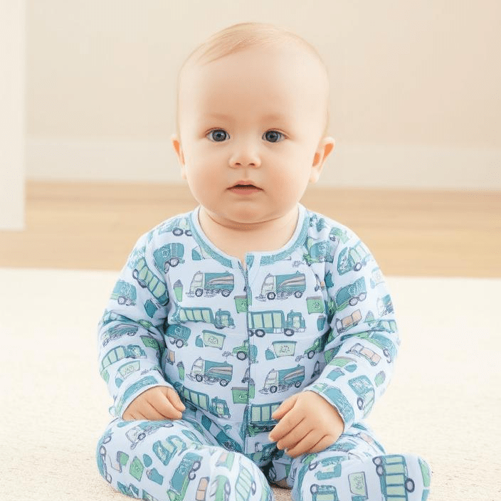 Garbage Trucks Recycle Zipper Footie