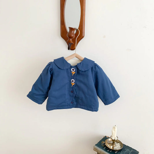 Embroidered Doll Collar Thick Jacket for Girls 1-3Y - # BAAA61110005