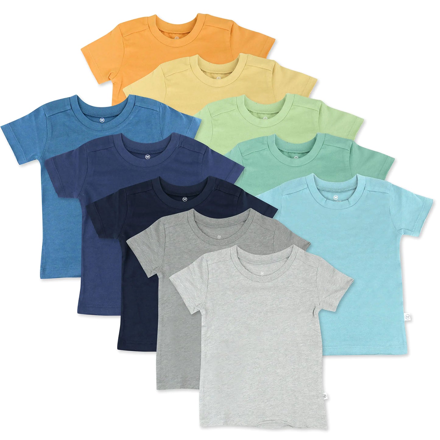 HonestBaby Multipack Short Sleeve T-Shirt Tee 100% Organic Cotton Infant Baby, Toddler, Little Kids Boys, Girls, Unisex 2T 10-pack Rainbow Boy - # BOAA11510015