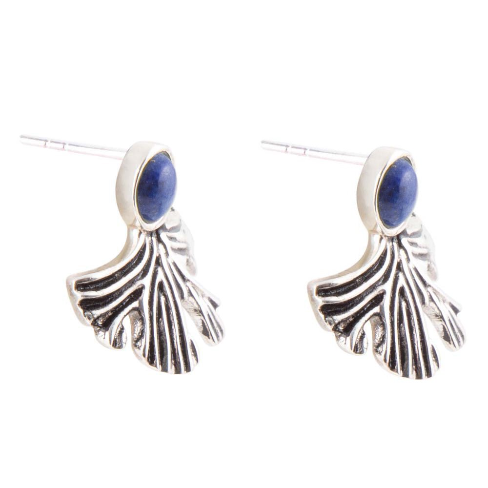 Ginko Blue Lapis and Sterling Silver Stud Earrings