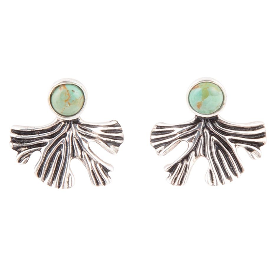 Ginko Blue Turquoise and Sterling Silver Stud Earrings
