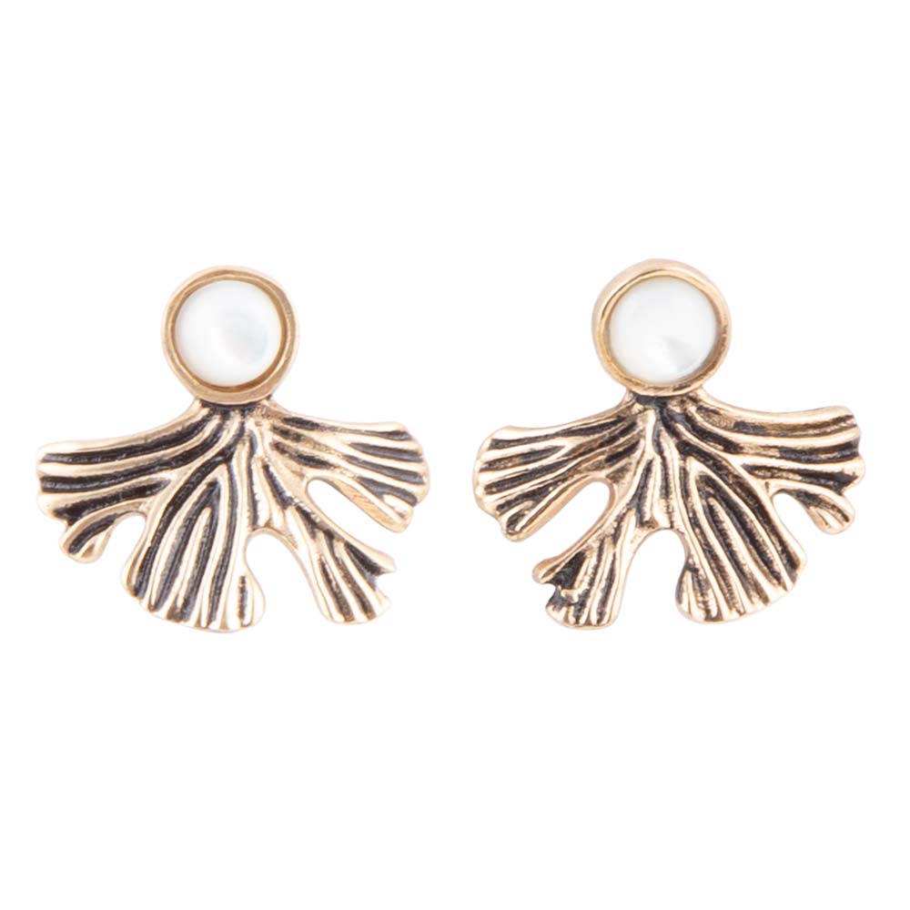 Ginko Mother of Pearl Post Earrings