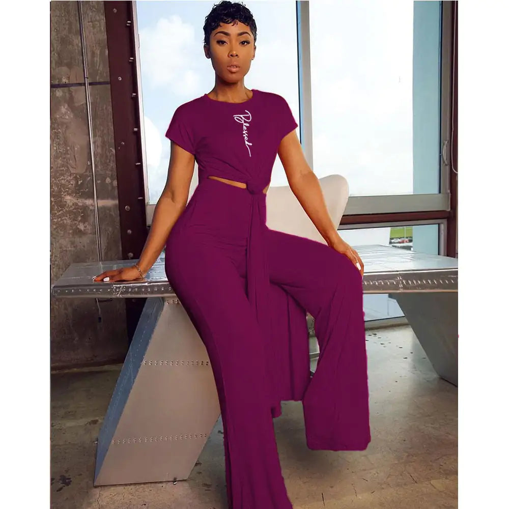 Casual Two-Piece Short-Sleeved Trousers Set - # GIAA23310002