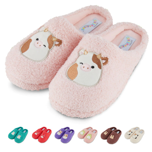 Squishmallows Kids Slippers and Womens Slippers Gifts for Women Extra Cozy Fuzzy House Slippers Slip On Ronnie the Cow 11-12 Little Kid - # GIAA73610004