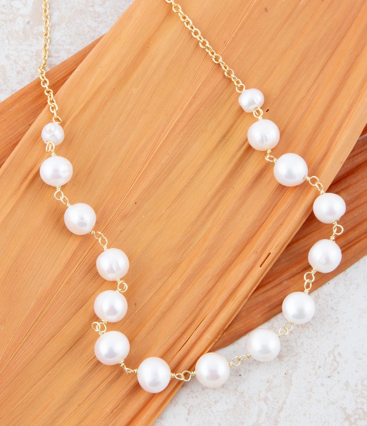 Golden Chain and White Pearl Necklaces