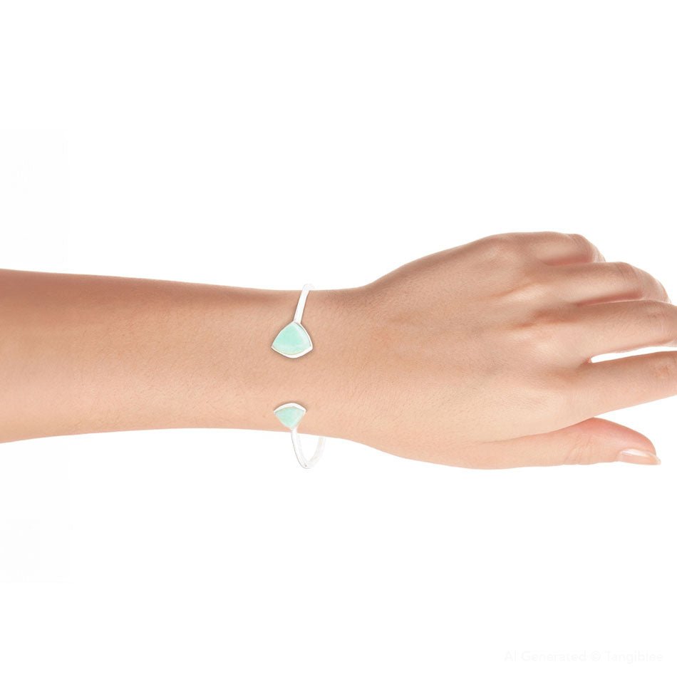 Green Chrysophase Open Sterling Silver Cuff Bracelet