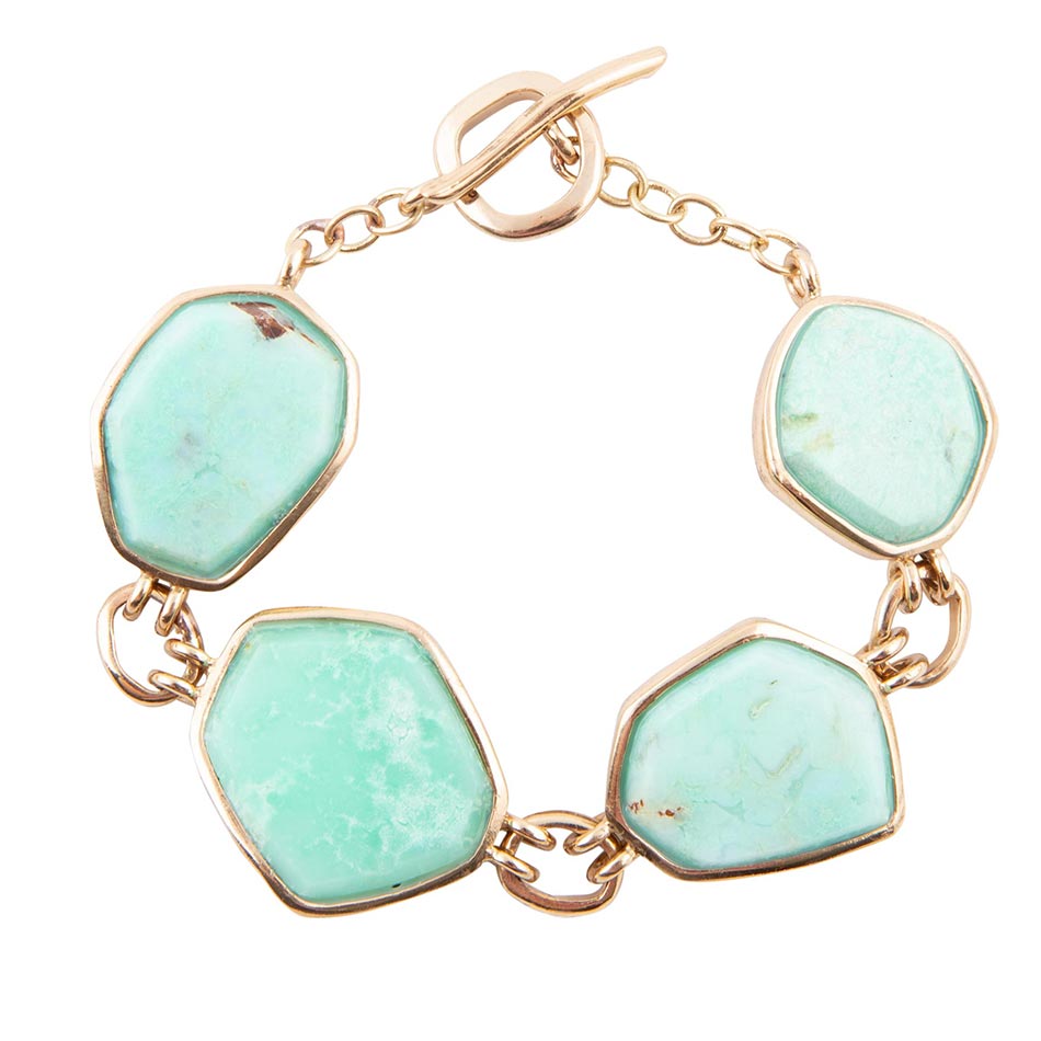 Green Chrysoprase Golden Bronze Toggle Bracelet