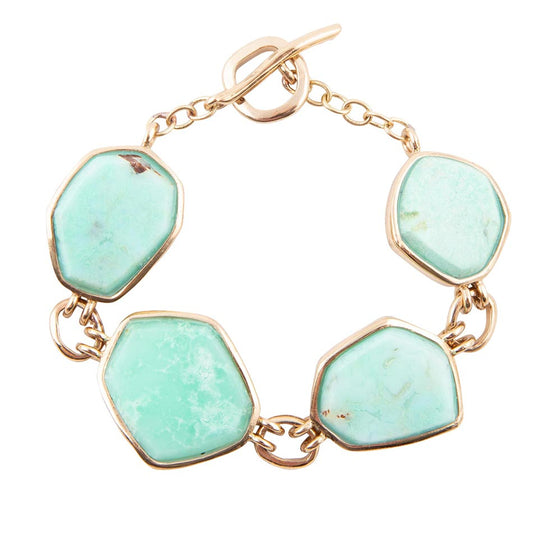 Green Chrysoprase Golden Bronze Toggle Bracelet