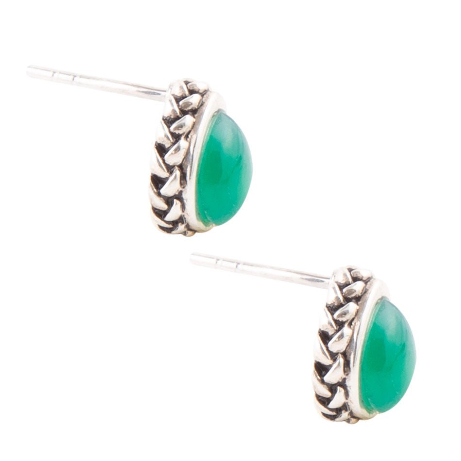 Green Onyx Teardrop Post Earrings