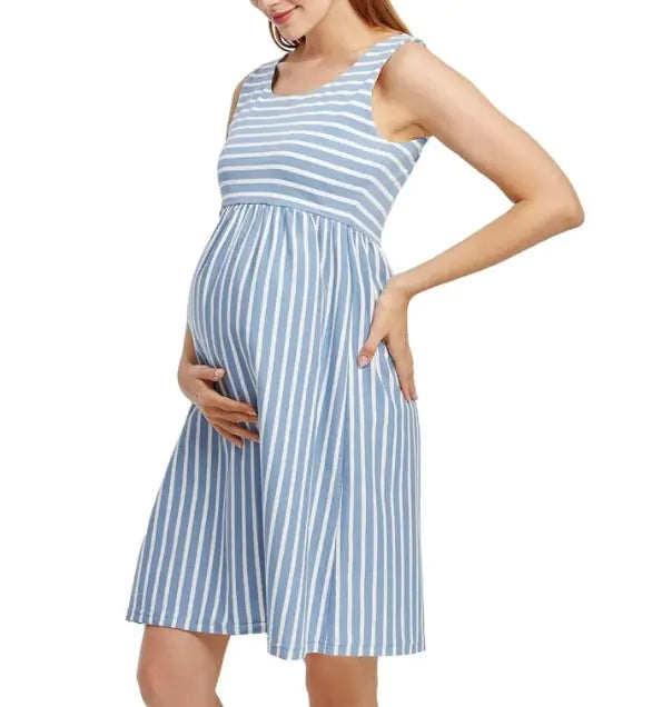 Striped Maternity Dress - # BAGE211510118-PRG