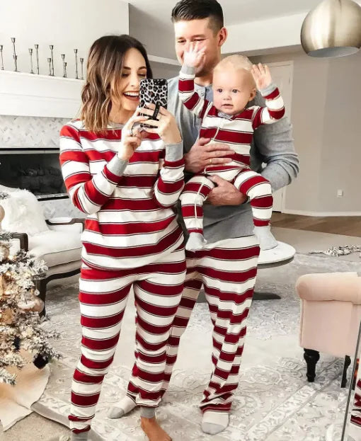 Parent-child Striped Christmas Family Set - # BOAA13310004