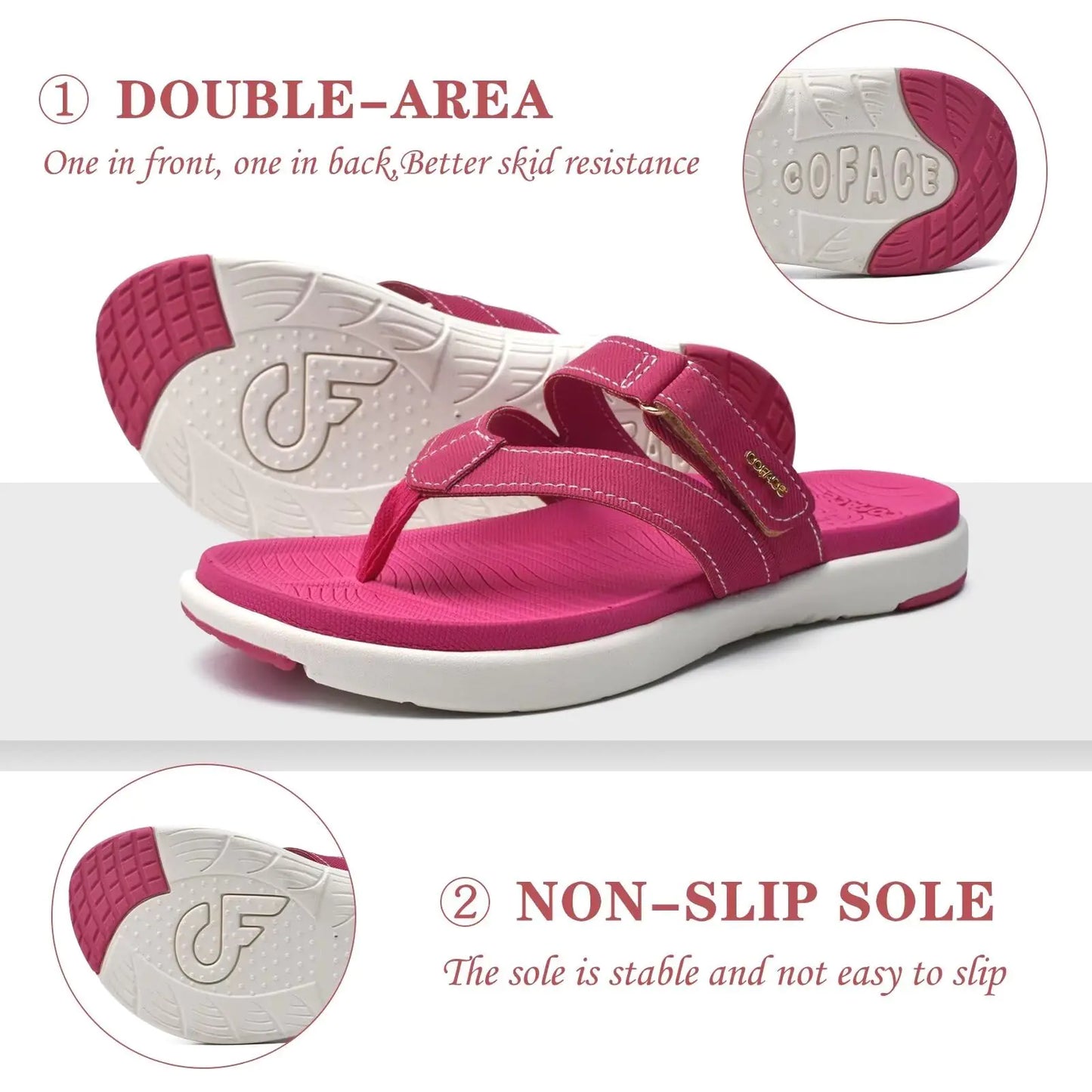 COFACE Womens Fashion Orthotic Flip Flops Ladies Slip On Lightweight Athletic Yoga Mat Cushion Thong Sandals With Comfortable Plantar Fasciitis Arch Support 9.5 Rose - # GIAA73510005