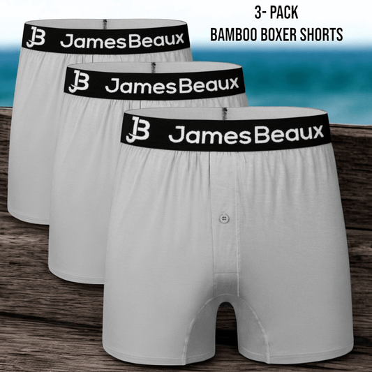 3-Pack Men's Heather Gray 95% Bamboo Boxer Shorts