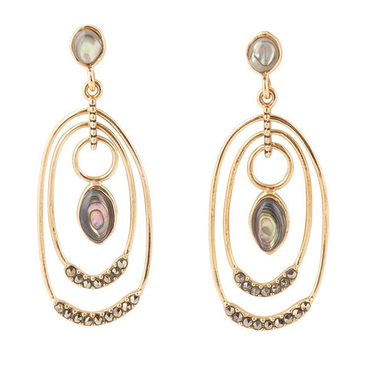 Henle Green Abalone Chandelier Golden Drop Earrings