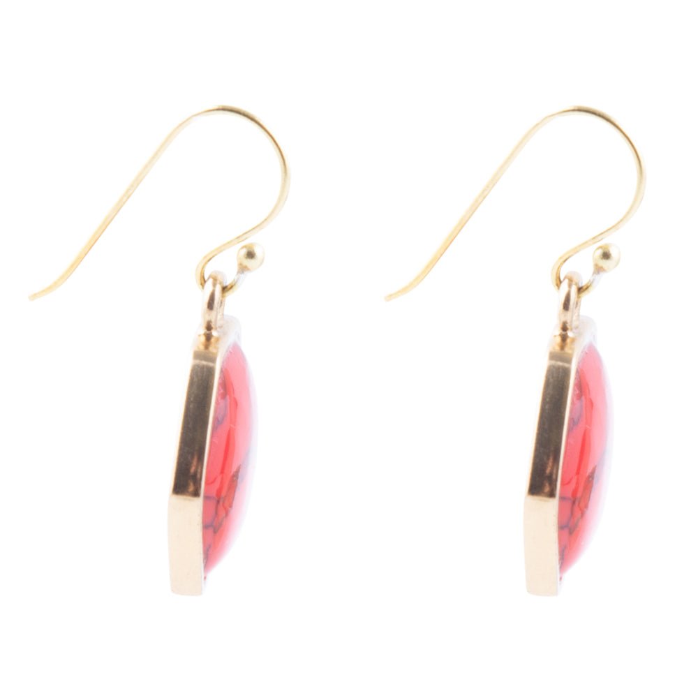 Hexagon Red Howlite Earrings