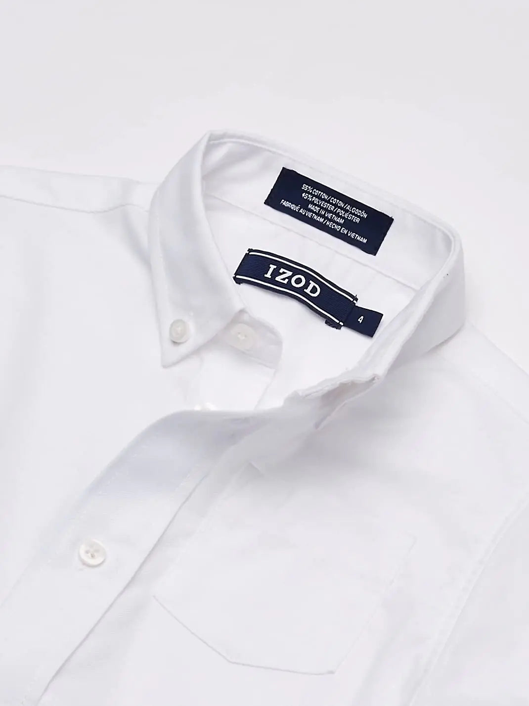 IZOD Boys' Long Sleeve Solid Button-Down Collared Oxford Shirt with Chest Pocket 2T White - # BOAA11510006