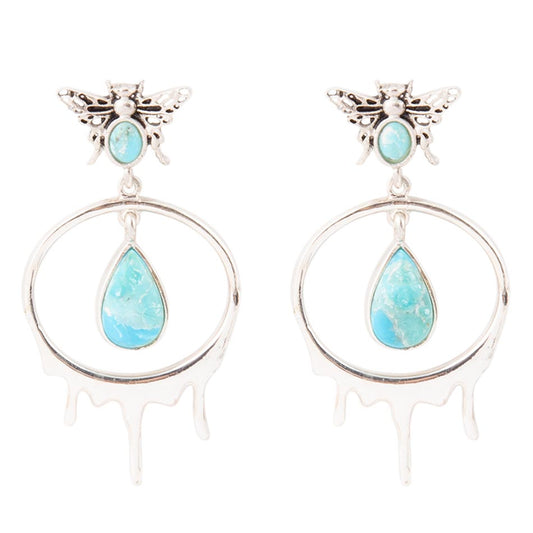 Honey Blue Turquoise Sterling Silver Drop Earrings