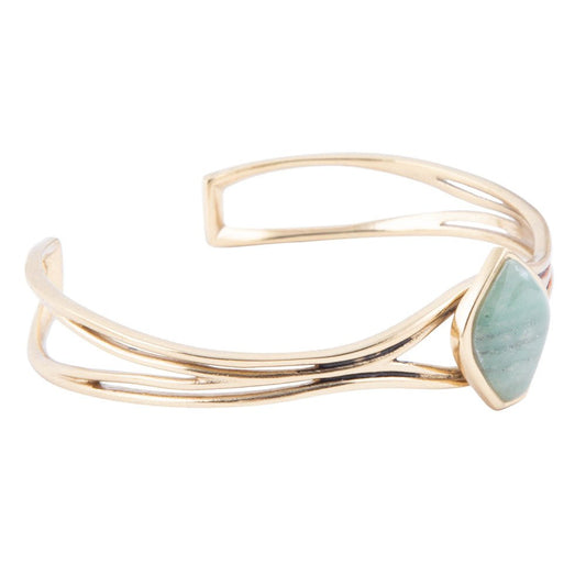 Hush Green Aventurine and Golden Cuff Bracelet