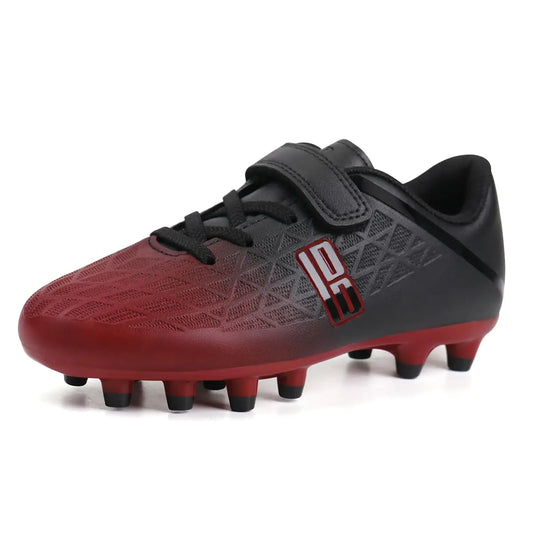 brooman Kids Firm Ground Soccer Cleats Boys Girls Athletic Outdoor Football Shoes 10 Toddler Black/Red - # BOAA71110002