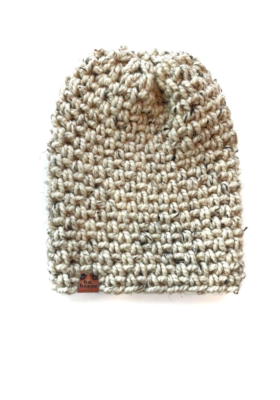Crochet Simple Slouch Hat | Oatmeal Slouchy Beanie