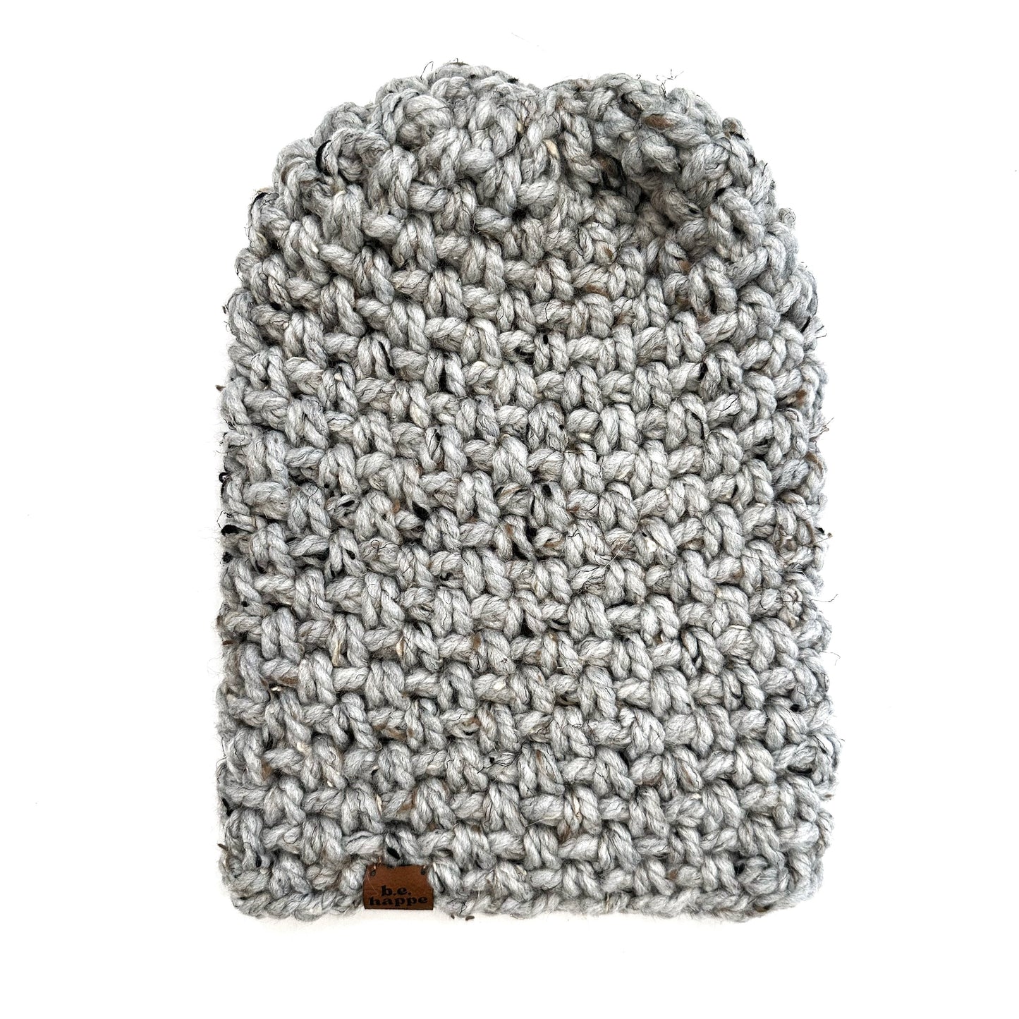 Crochet Simple Slouch Hat | Grey Marble Beanie