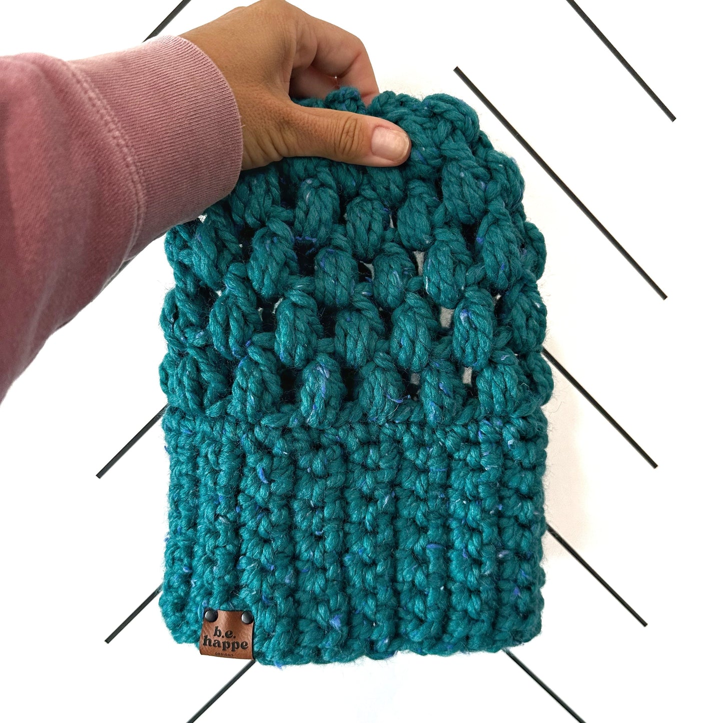 Crochet Slouch Hat | Teal Slouchy Beanie