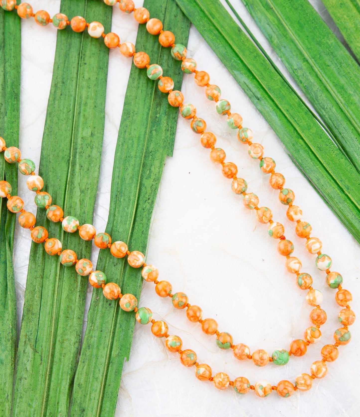 Immeasurable Orange and Lime Wrap Necklace