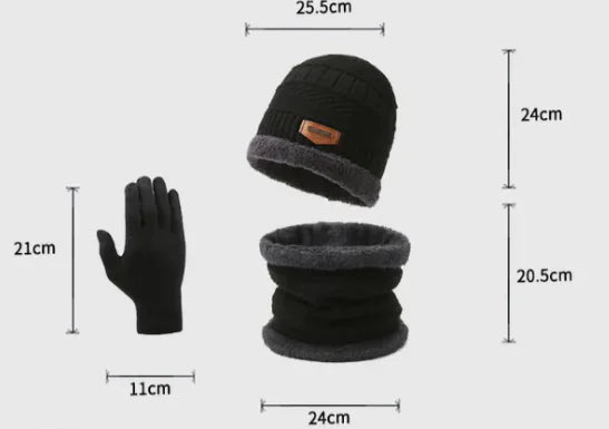 Winter Scarf Gloves Three-piece Set - # BOAA23510001
