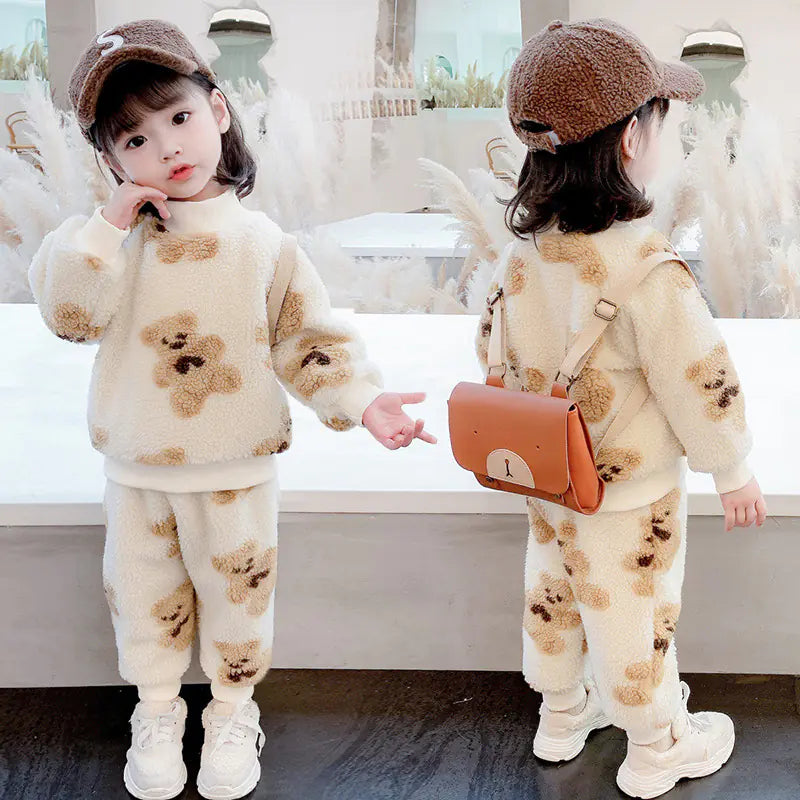 Baby Girl Bear Cartoon Wool Sweater Set - # GIAA21310003
