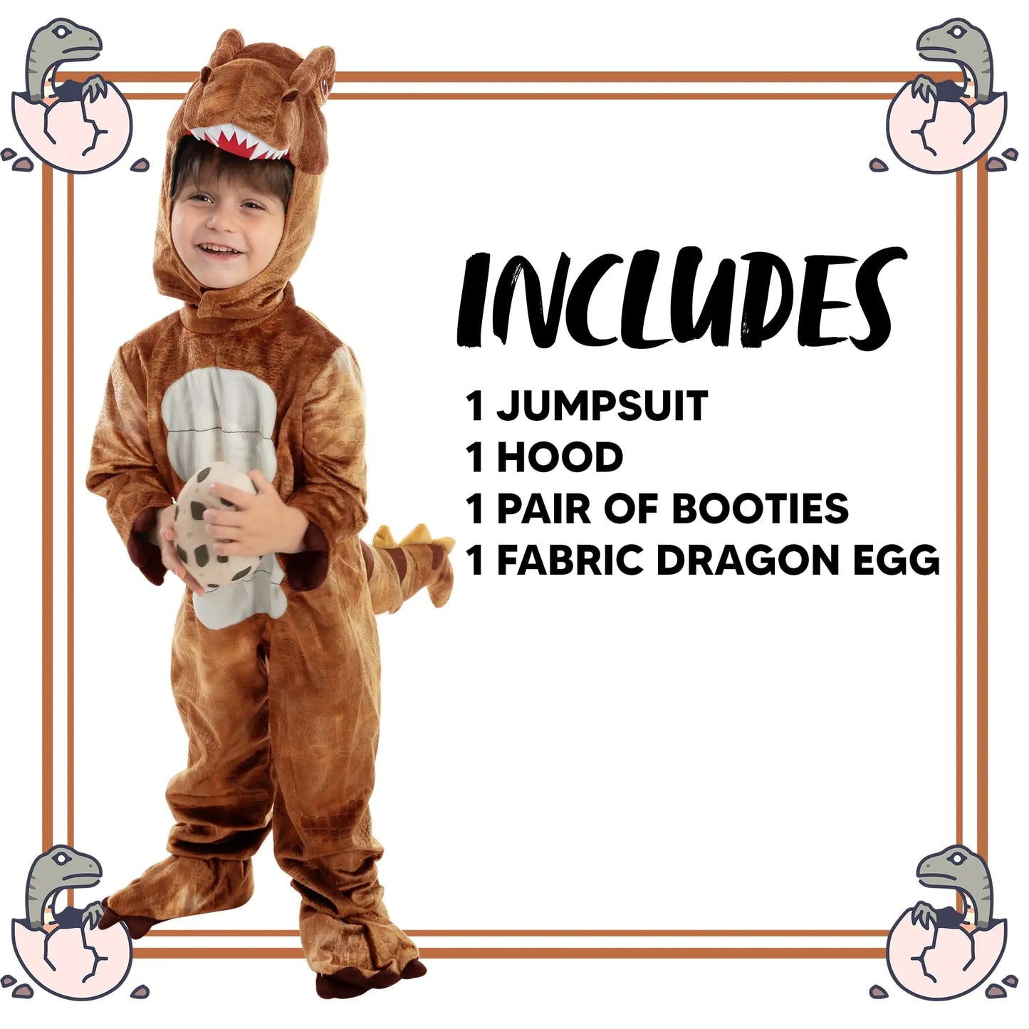 Spooktacular Creations Realistic T-rex Costume Outfit Dinosaur Jumpsuit with Egg for Kids Toddler Halloween Dress-up Party Bronze 3T(3-4 yrs) - # BOAA111510003