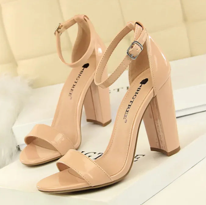 Women's 9.5cm High Heels Sandals Summer Purple Pink Ankle Strappy Wedding Shoes - # GIAA73210001