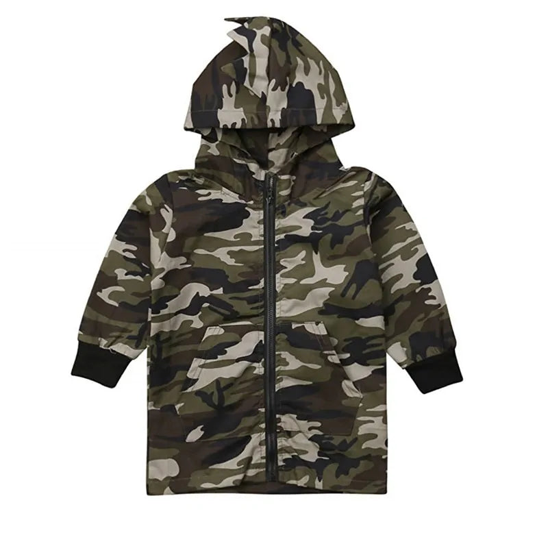 Camouflage Dinosaur Hooded Jacket for Boys - # BOAA111010002