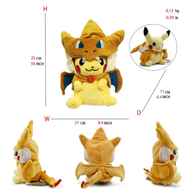 24 Pcs Pokemon Pikachu Cosplay Toys Charizard Snorlax Garchomp Tyranitar Hydreigon Anime Stuffed Plush Cartoon Peluche Dolls - # BOT&G512610001