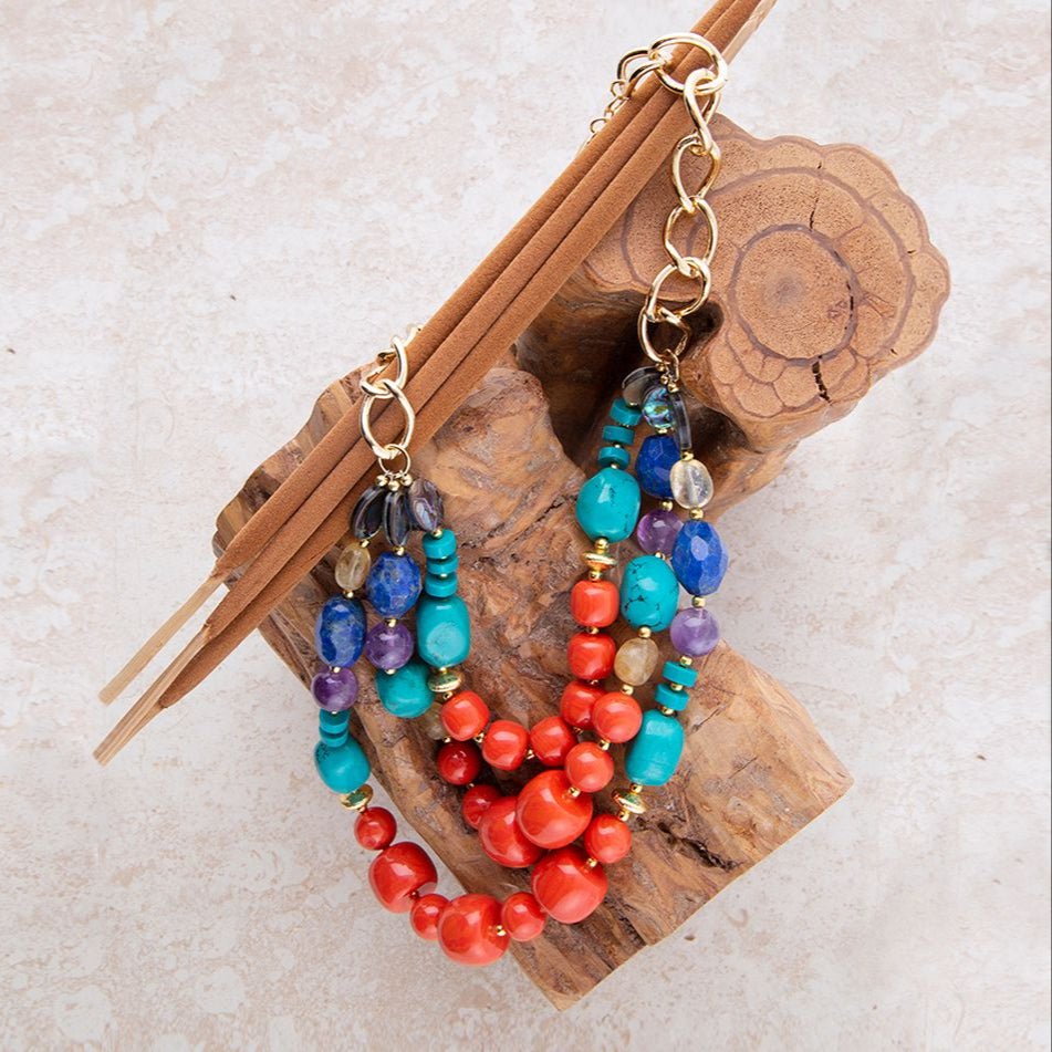 Kaleidoscope Multistone Statement Golden Necklace