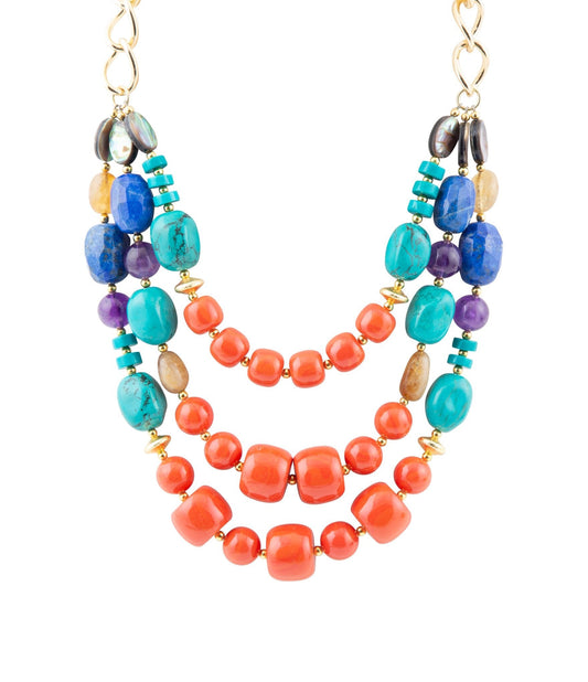 Kaleidoscope Multistone Statement Golden Necklace